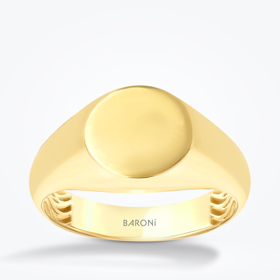 Altın Yuvarlak Erkek Yüzük - Baroni Diamond