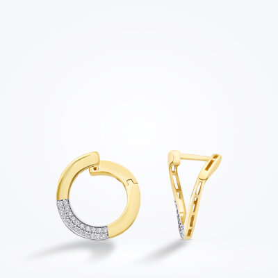 Altın Yuvarlak Taşlı Halka Küpe - 1