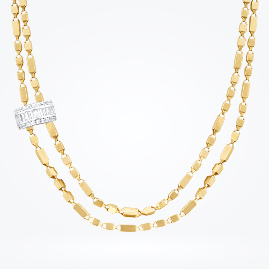 Altın Zincirli Baget Kolye - Baroni Diamond