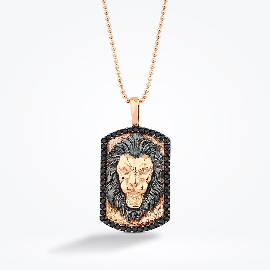 Baroni Fuego Altın Aslan Erkek Kolye - Baroni Diamond