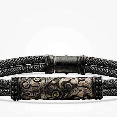 Gümüş Çift Sıra Erkek Bileklik - Baroni Diamond (1)