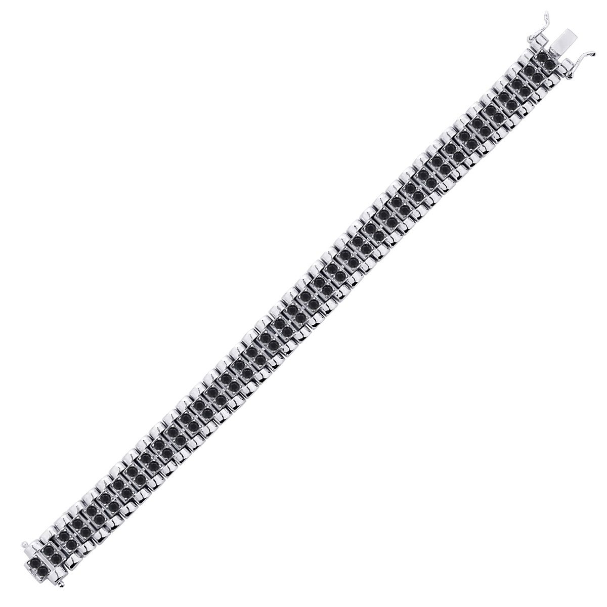 Gümüş Erkek Siyah Bileklik - Baroni Diamond