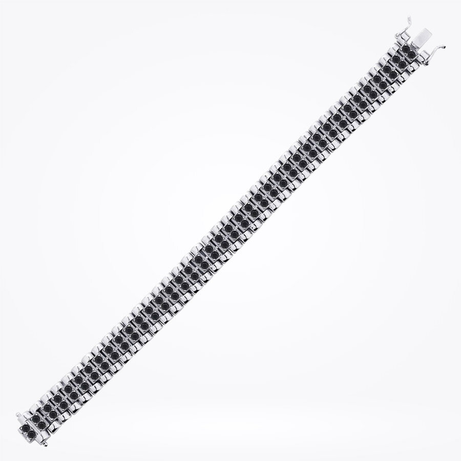 Gümüş Erkek Siyah Bileklik - Baroni Diamond