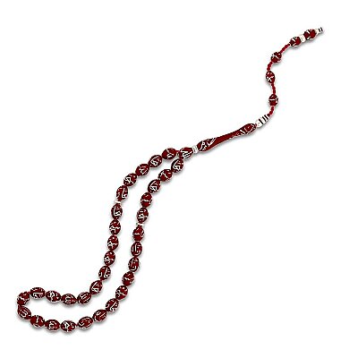 Gümüş İşlemeli Kırmızı Tesbih - 1