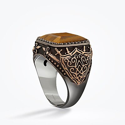 Gümüş Kahve Erkek Yüzük - Baroni Diamond (1)