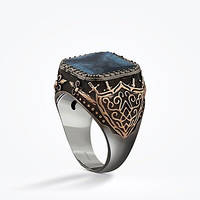 Gümüş Mavi Erkek Yüzük - Baroni Diamond (1)