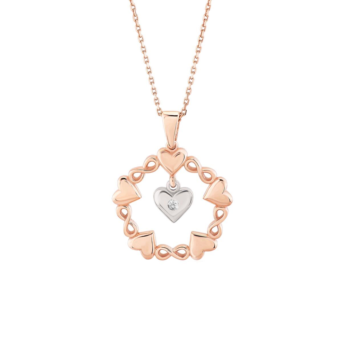 Pırlantalı Gümüş Sevgi Sarmalı Kolye - Baroni Diamond