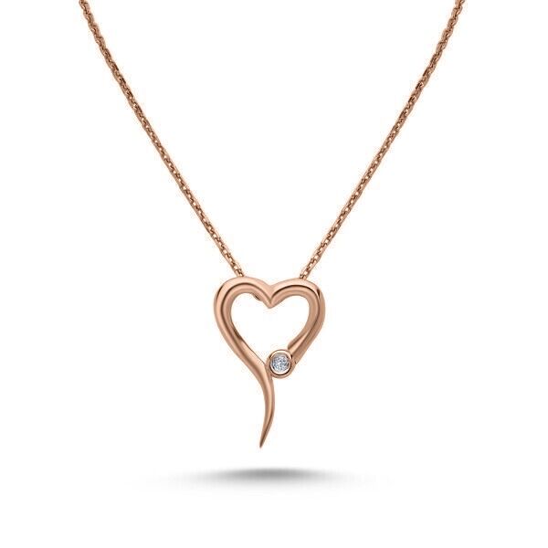 Pırlantalı Gümüş Kalp Kolye - Baroni Diamond