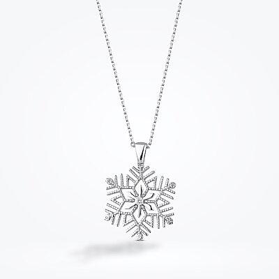 Pırlantalı Gümüş Kar Tanesi Kolye - 1