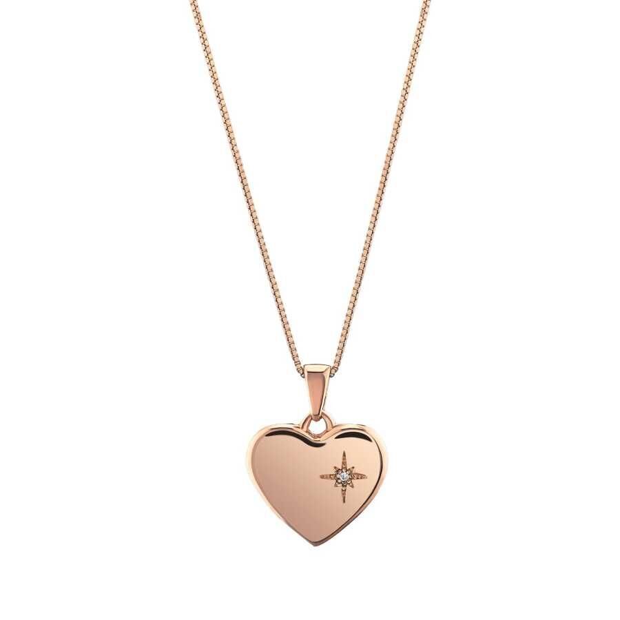 Pırlantalı Gümüş Rose Kalp Kolye - Baroni Diamond