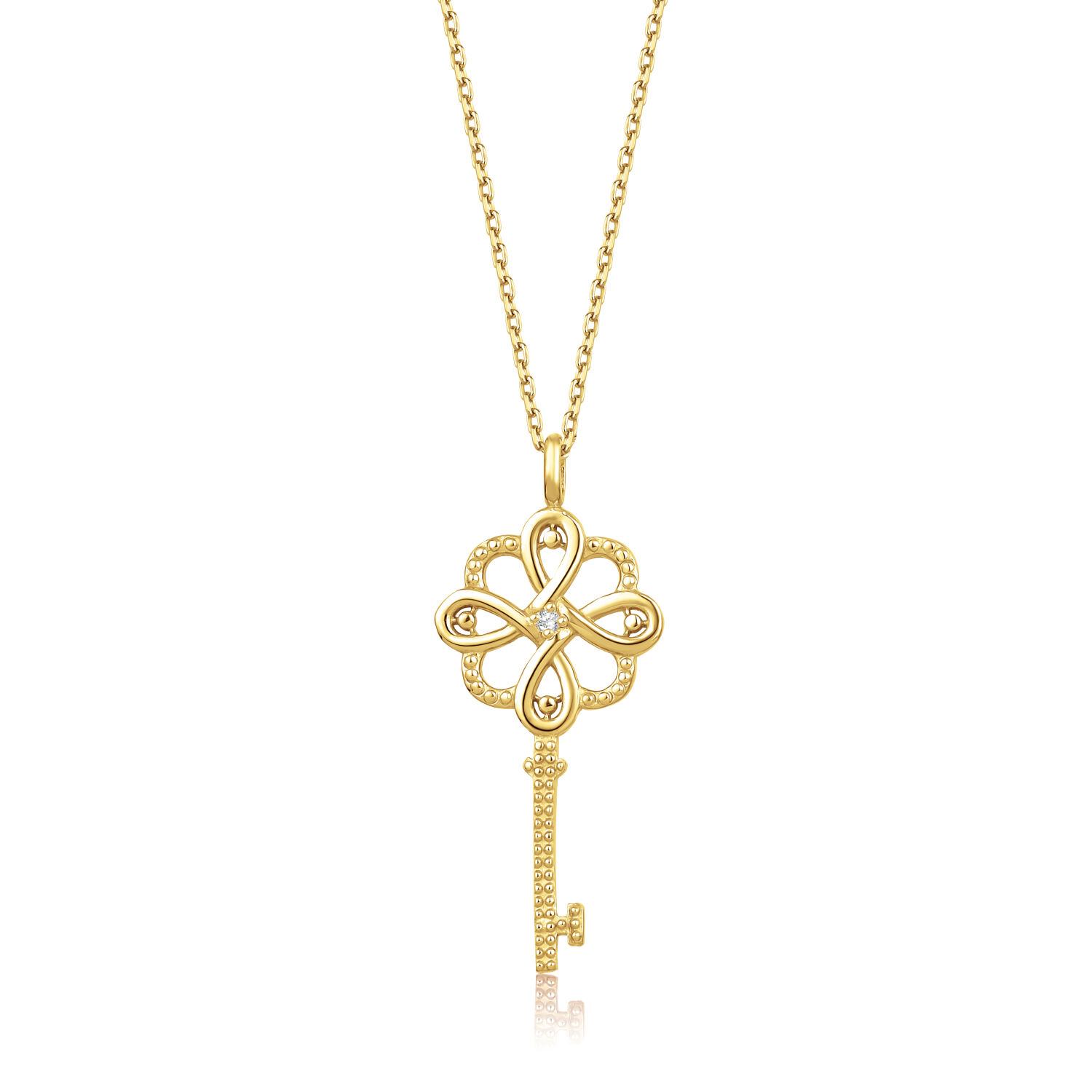 Pırlantalı Gümüş Sonsuzluk Anahtar Kolye - Baroni Diamond