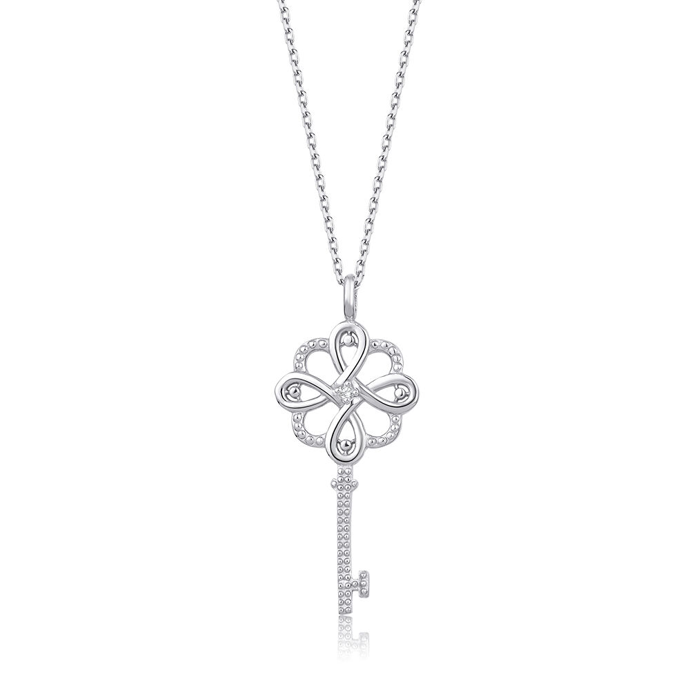 Pırlantalı Gümüş Sonsuzluk Anahtar Kolye - Baroni Diamond