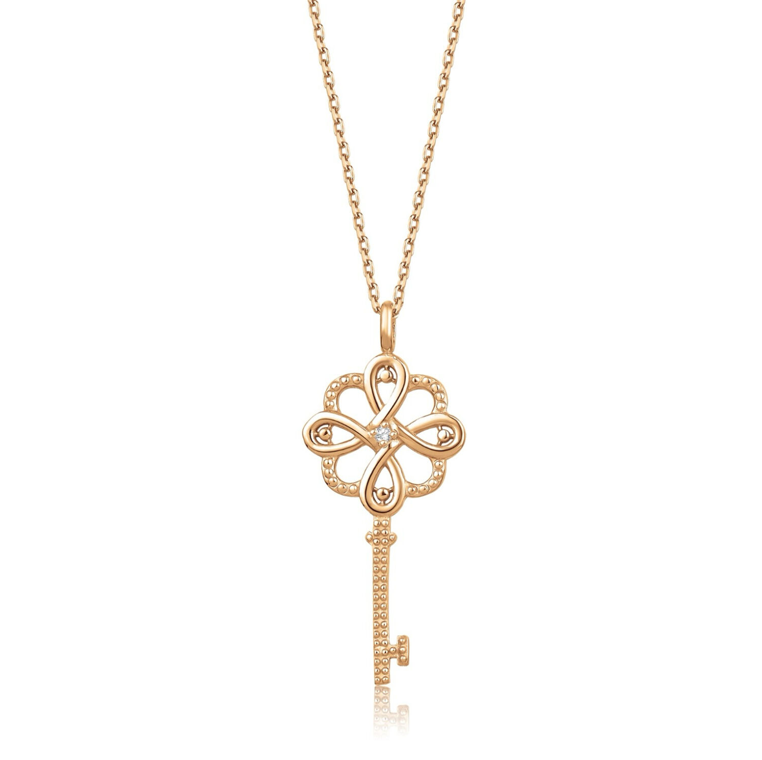 Pırlantalı Rose Gümüş Sonsuzluk Anahtar Kolye - Baroni Diamond